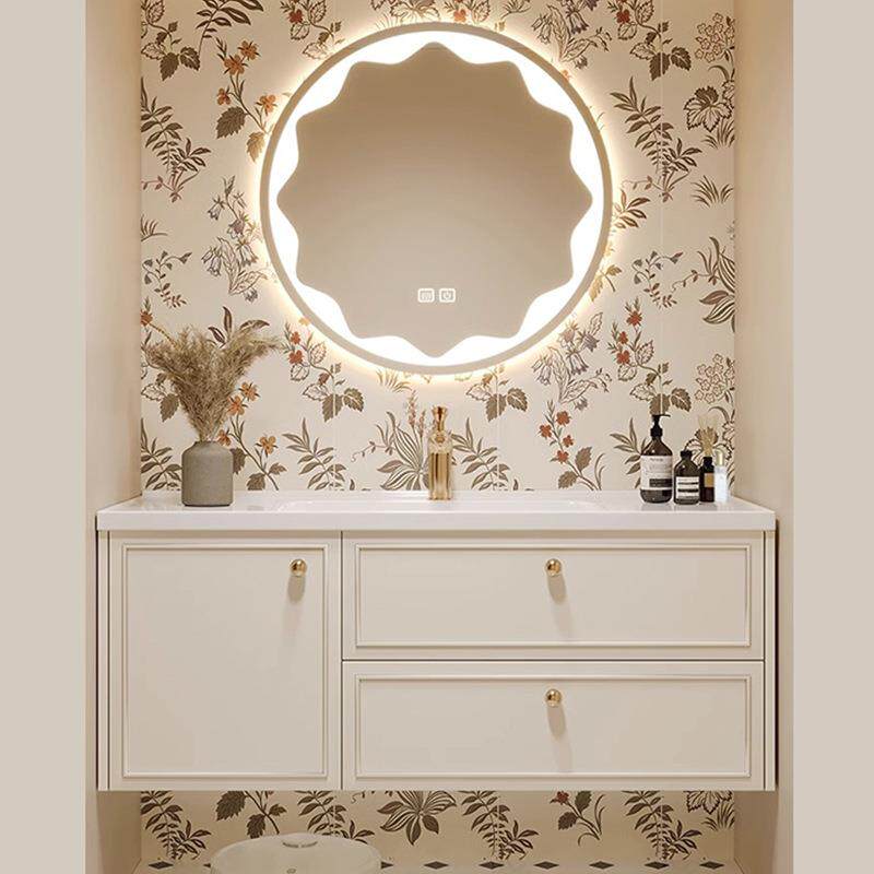 法式轻奢陶瓷一体盆浴室柜卫生间奶油风洗漱台可丽耐洗手脸盆组合