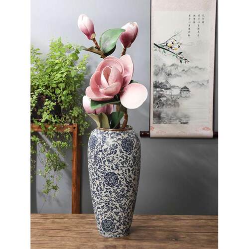 落地大花瓶45CM高号陶瓷摆件客厅庭院别墅大厅酒店电视柜可水培