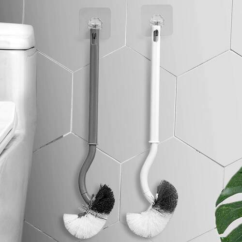S-shaped Japanese toilet brush with a bent head for cleaning