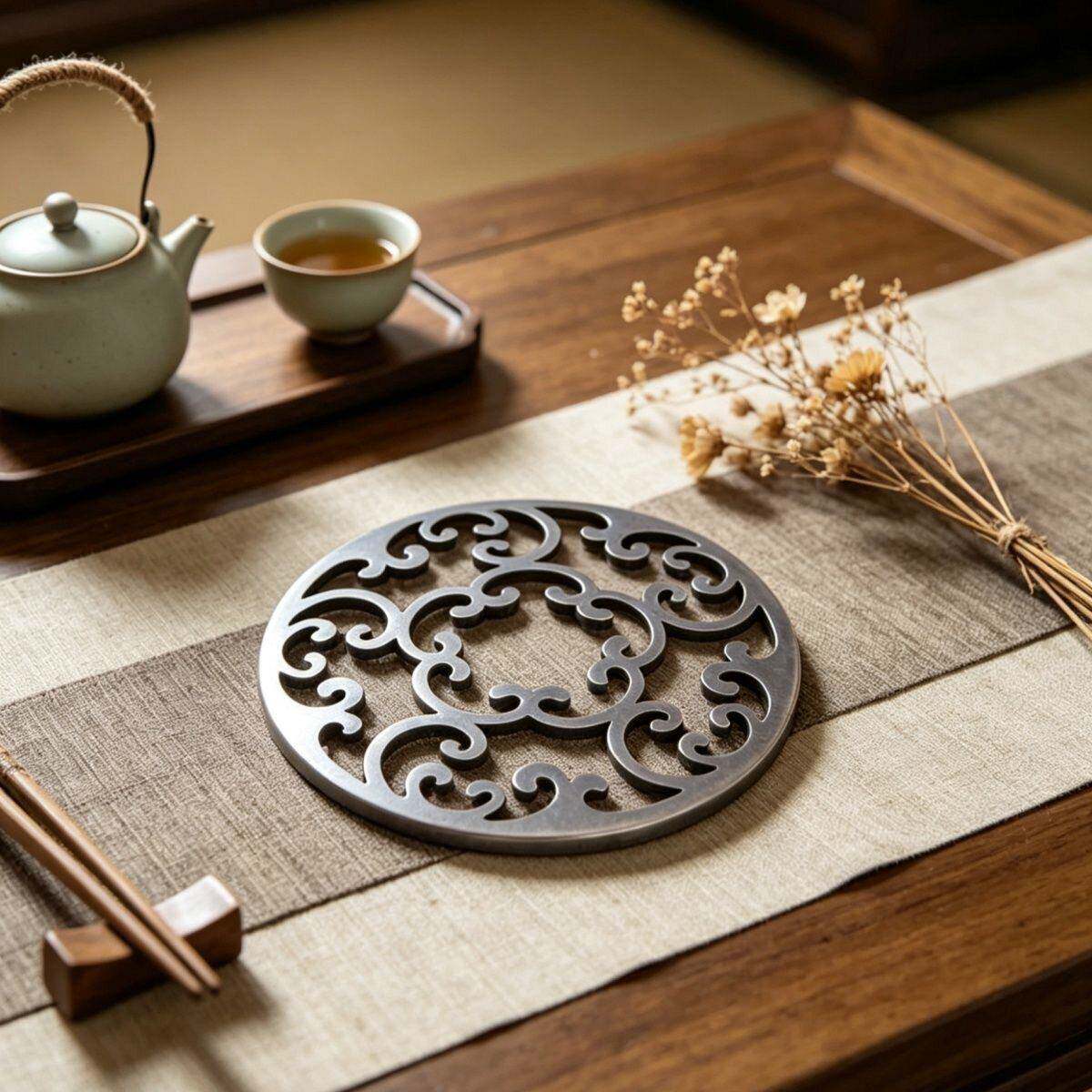 不锈钢蜡烛温茶炉垫网片围炉煮茶水果烤网煮茶炉配件垫片八卦炉板
