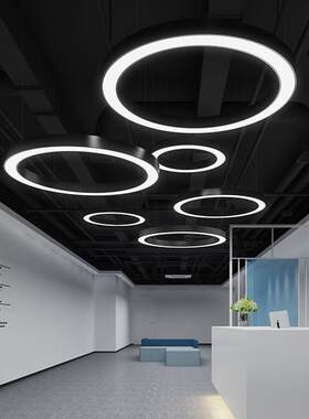 led空心圆环形吊灯圆圈商场办公会议室瑜伽灯健身房吊线 线吸顶灯