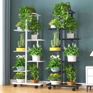 花架阳台带滚轮多层阶梯式 多肉绿萝花盆架子客厅移动养花铁艺花架