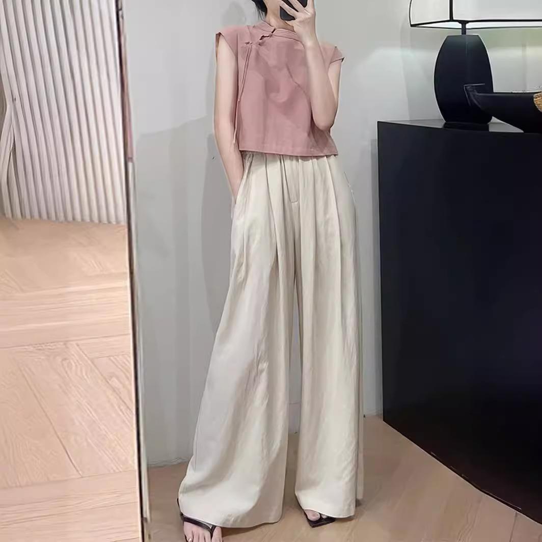 新中式国风女装唐装上衣高端奢华大牌今年流行阔腿裤两件套装夏装