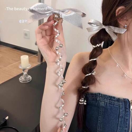 Bow-shaped bead telephone wire hair ties for women, 2024 new