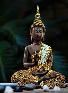 东南亚风情摆件泰国佛像禅意树脂工艺品装饰泰式会所家居客厅玄关