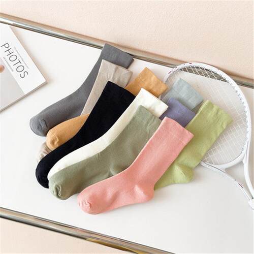 Solid color pile up socks for children
