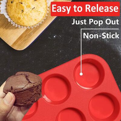 Silicone Muffin Pan 6 Cup Cupcake Baking Cups Egg Muffin