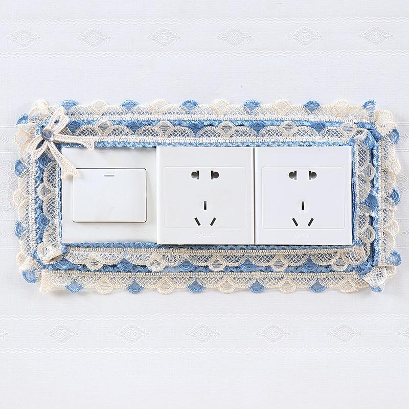开关保护套布艺蕾丝双开关贴墙贴创意客厅卧室灯插座装饰简约防脏