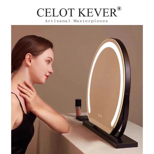 Celot Kever led带灯化妆镜桌面化妆台卧室补光充电半圆大镜子