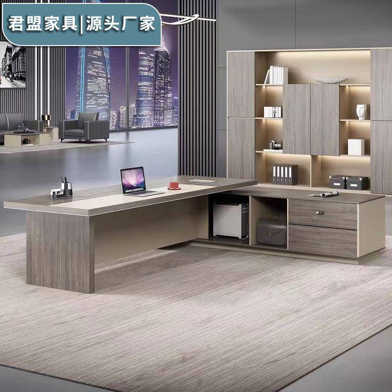 现代时尚老板桌办公室大班台拼色元素带大空间副台
