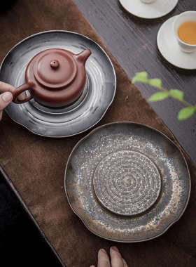 71TX粗陶壶承盘干泡台复古紫砂壶盖碗陶瓷蓄水壶托干泡养壶垫茶承