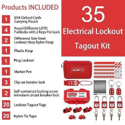 35Pc Lotokit,Portable Lockout Tagout Electrical Kit For
