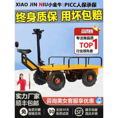 电动四轮平板搬运车手推拉货车摆摊车仓库运输拉货车养殖用载重王
