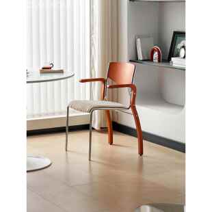 ZOOI HOME波尔多椅带扶手家用中古丹麦设计师餐椅包豪斯休闲椅子