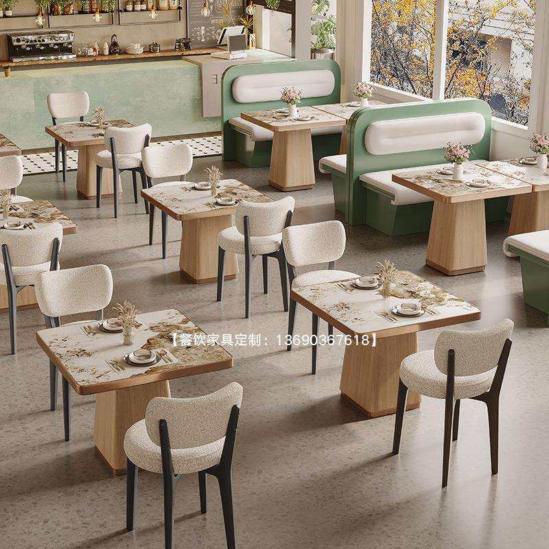 西餐厅卡座沙发咖啡厅馆餐饮靠墙商用烧烤实木汉堡奶茶店桌椅组合
