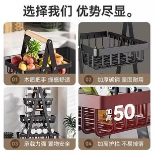 可拆厨卸组装果篮双层收纳木质手提篮铁MLG艺收纳架房水客厅收纳