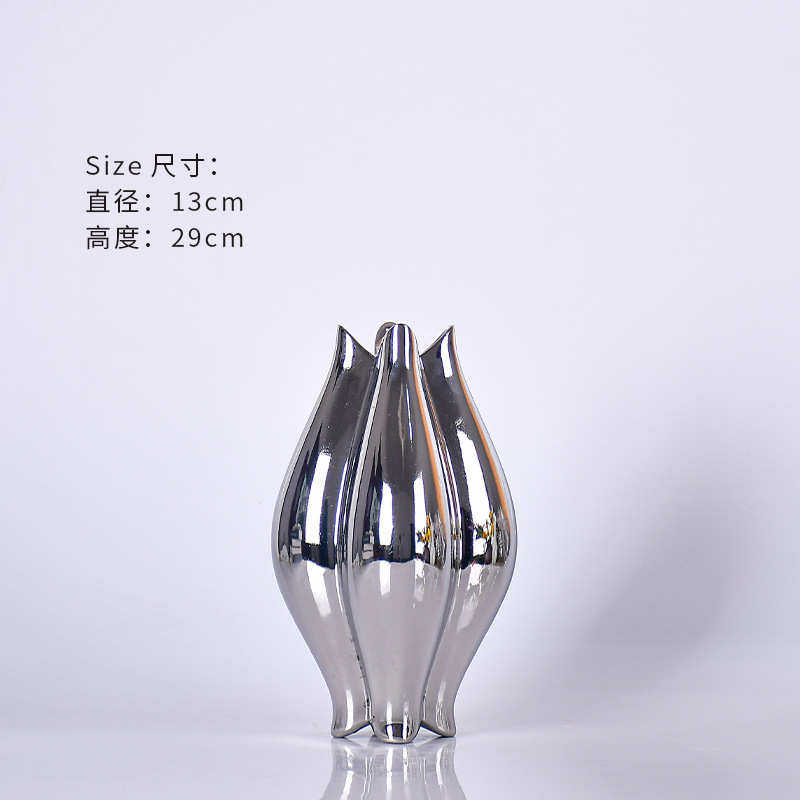 轻装饰品奢后现代软摆件北陶瓷欧式式花瓶意创意设计花瓣家居简约