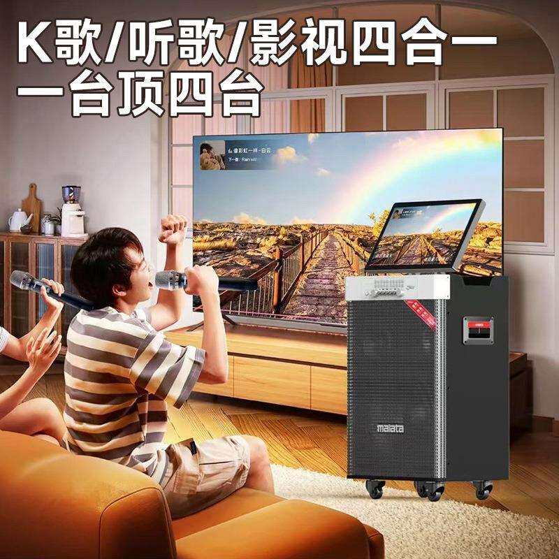 万利达9527户外K歌音响大功率广场舞音箱带显示屏内置声卡移动KTV