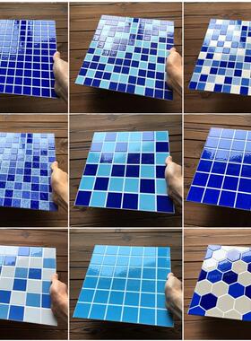 游泳池亮光凹凸3D蓝色浴池水池鱼池瓷砖室户外卫生间地砖300×300