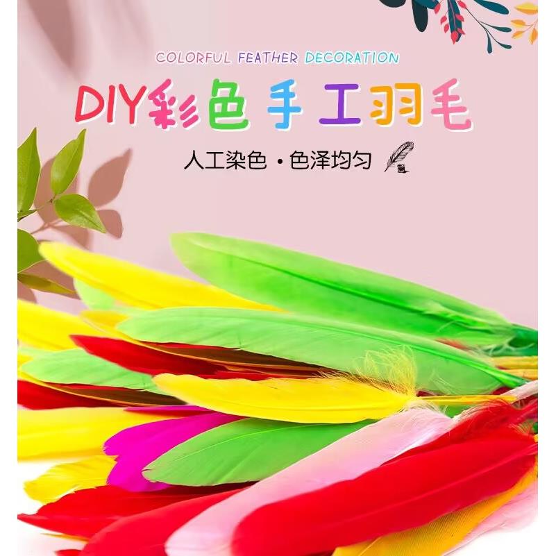 羽毛幼儿园手工彩色马卡龙色diy装饰品儿童创意美术制作配件材料