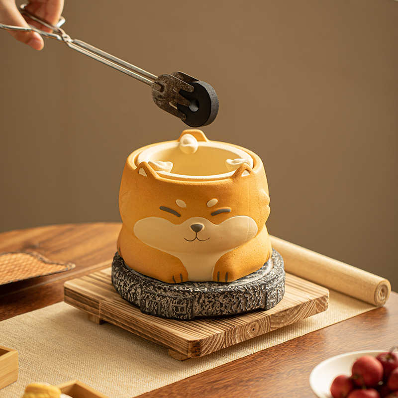 柴犬碳炉围炉煮茶电陶炉茶具套装家用室内烤奶茶罐陶瓷煮茶壶全套