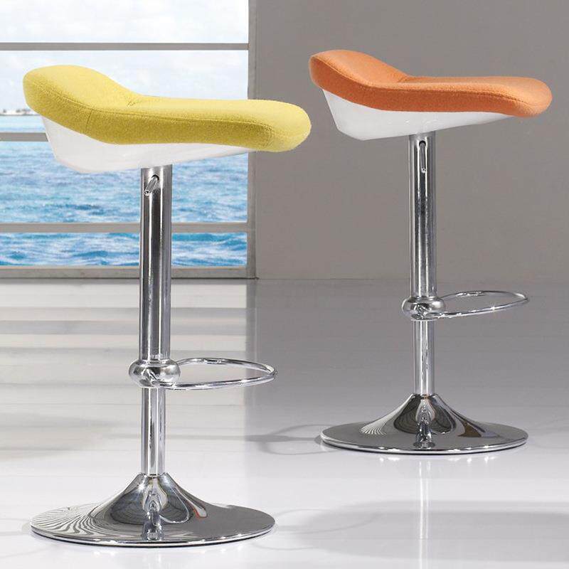 厂家直销现代圆形高脚酒吧椅轻奢简约布艺可升降酒店前台吧台椅子