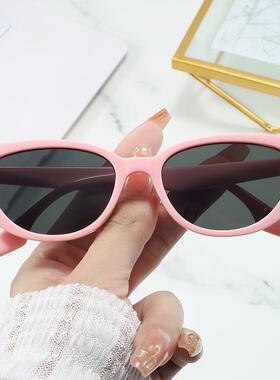 粉色墨镜猫眼小框时尚太阳镜韩国小众高级感复古遮阳三角猫眼眼镜