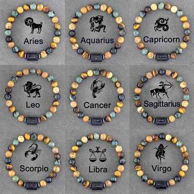 12 Zodiac Sign Bracelet Homme Constellation Bangles Men