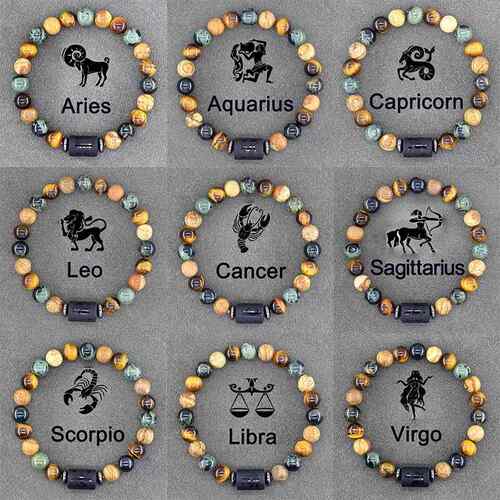 12 Zodiac Sign Bracelet Homme Constellation Bangles Men