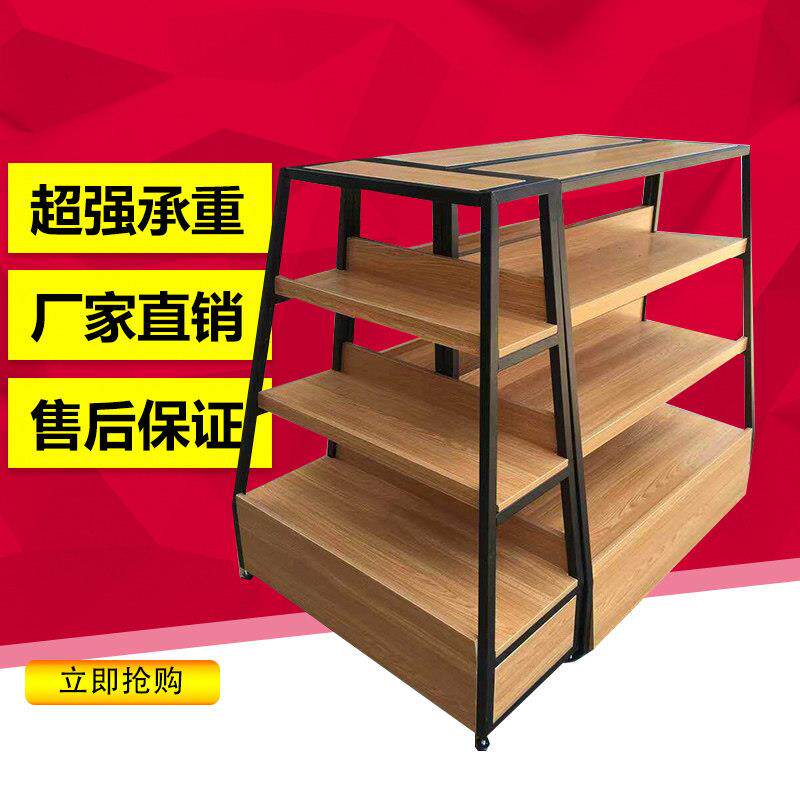 面包架甜品食品休闲零食双面钢木展示货架糕点烘培蛋糕母婴中岛柜