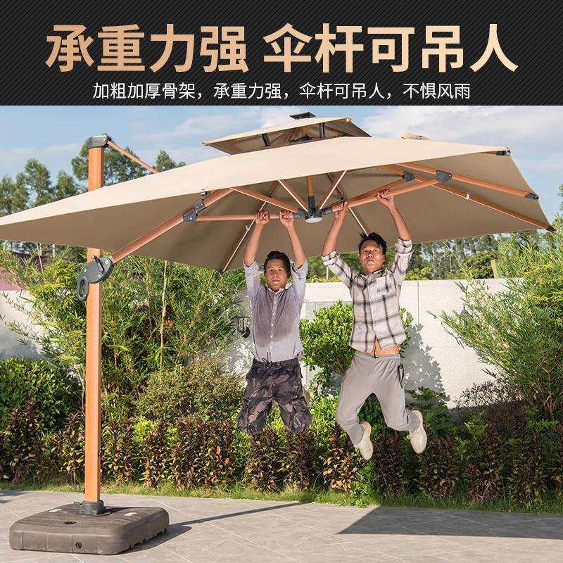 莫家户外太阳能遮阳伞LED带灯3乘4大伞3.5米别墅抗风罗马伞大型