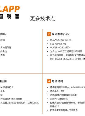 缆普LAPP电线电缆ÖLFLEX® ROBOT F1屏蔽拖链抗扭机器人电缆