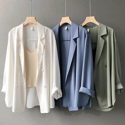 Mid season women's clothing long top thin small suit