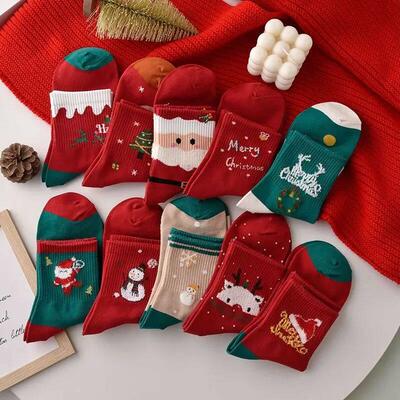 1/2/5Pairs Cotton Christmas Socks Ornaments Christmas Party