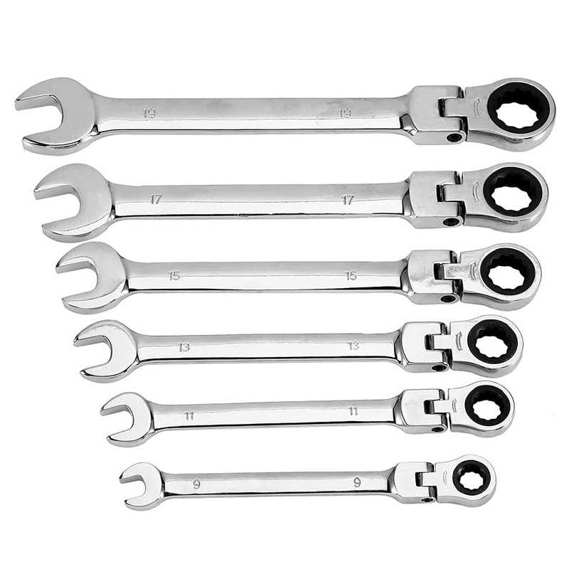12pc棘轮扳手套装8-19mm活动头两用扳手72齿快速机修汽修扳手
