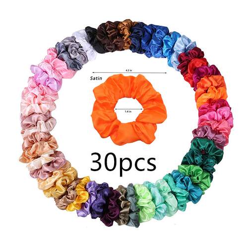 25/10/6/1pc Vintage Satin Scrunchies Girls Elastic Hair Band