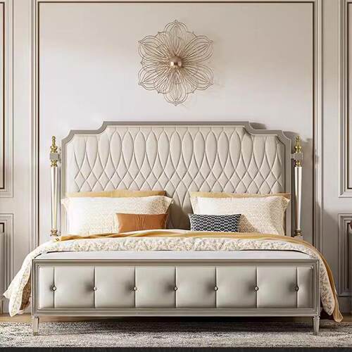 美式简约实木款大床网红别墅奢华1.8m双人款婚床现代轻奢主卧大床