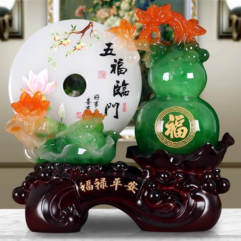 福禄平安扣玉葫芦摆件新家客厅玄关电视柜家里装饰品乔迁新居礼品