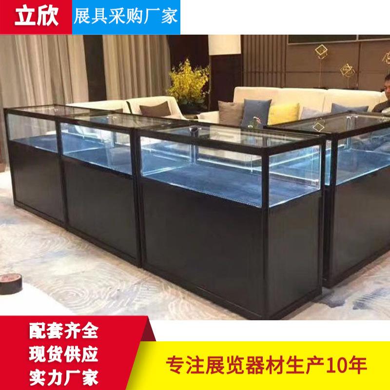厂家直供黑色珠宝展示柜展览展会柜台商场折叠铝合金玻璃展示柜