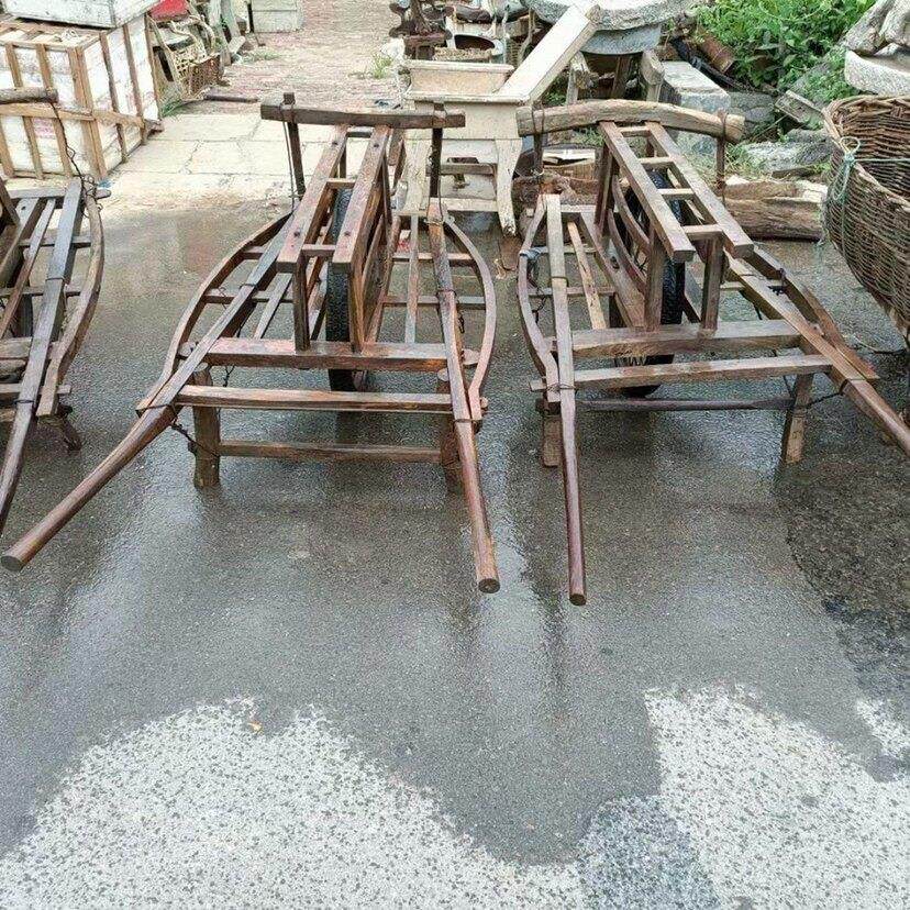 老式手推车民俗老物件怀旧留念老木车单轮车旧农具老木板车农家院