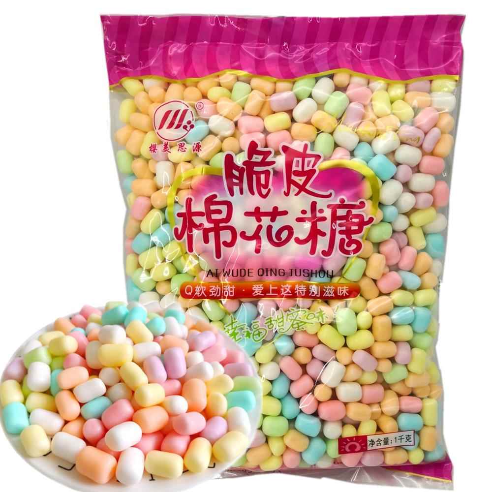 樱美思源脆皮棉花糖 散装1000g 蛋糕装饰用糖果 零食心形软糖