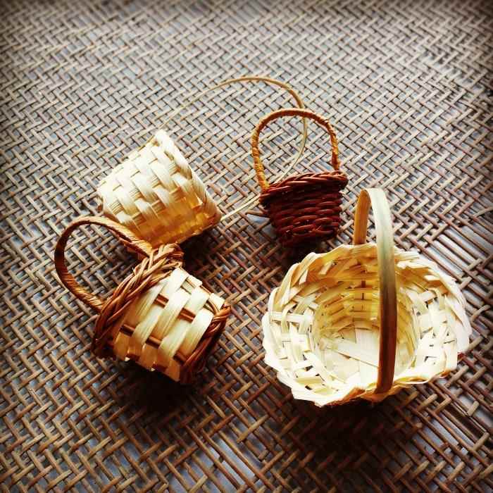 手工编制柳编藤编竹编zakka拍照写真道具迷你小花篮小篮子小草帽