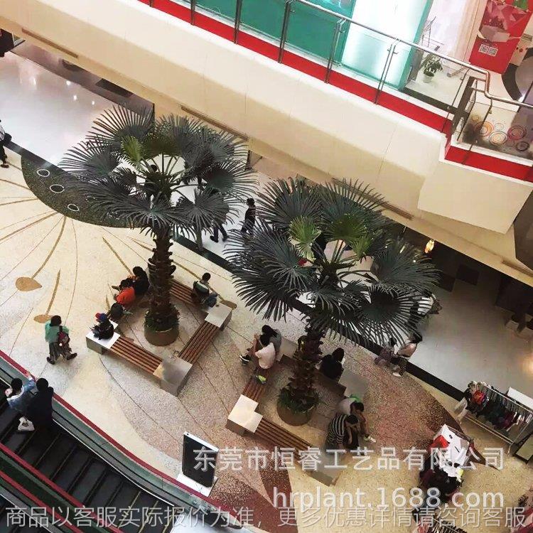 大型工程景观棕榈树 车站河道布景人造玻璃钢棕榈树 酒店大堂棕树