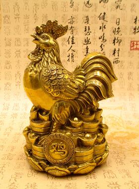 纯铜金鸡摆件大号十二生肖铜公鸡工艺礼品摆饰招财镇宅家居装饰风