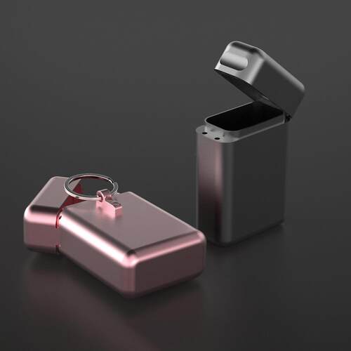 BOSMAA汽车钥匙屏蔽盒子KB022带环扣铝制金属转轴翻盖磁铁吸合盒