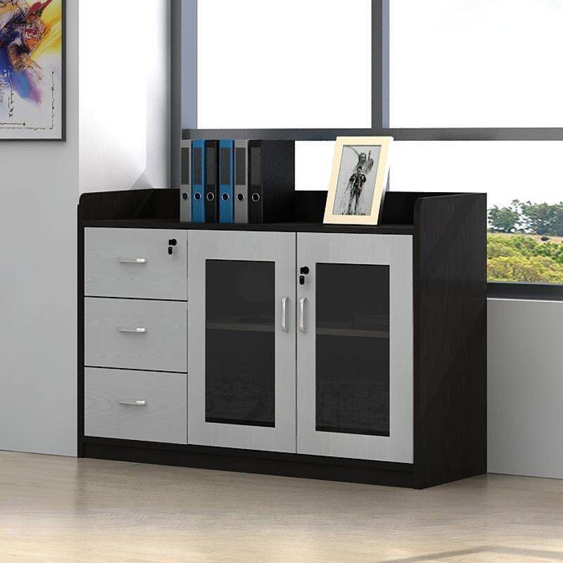 厂家直销办公室木质矮柜简约文件柜带隔断透明玻璃门茶水边柜收纳