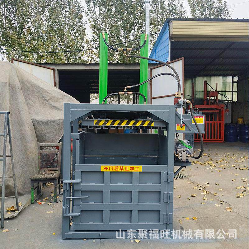 80吨塑料易拉罐打包机铁皮金属油漆桶压桶机治沙草海绵边打捆机