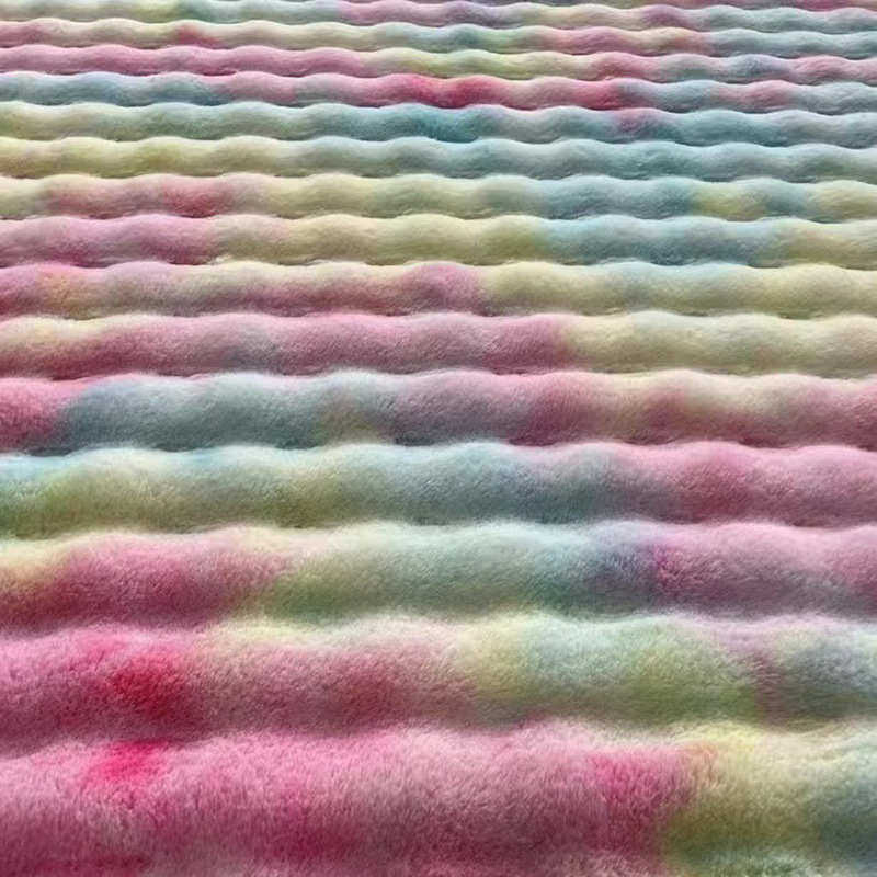 Набивные ткани 兔毛泡泡绒扎染高档服装面料 提印花起泡绒抱枕沙发毛绒布料批发