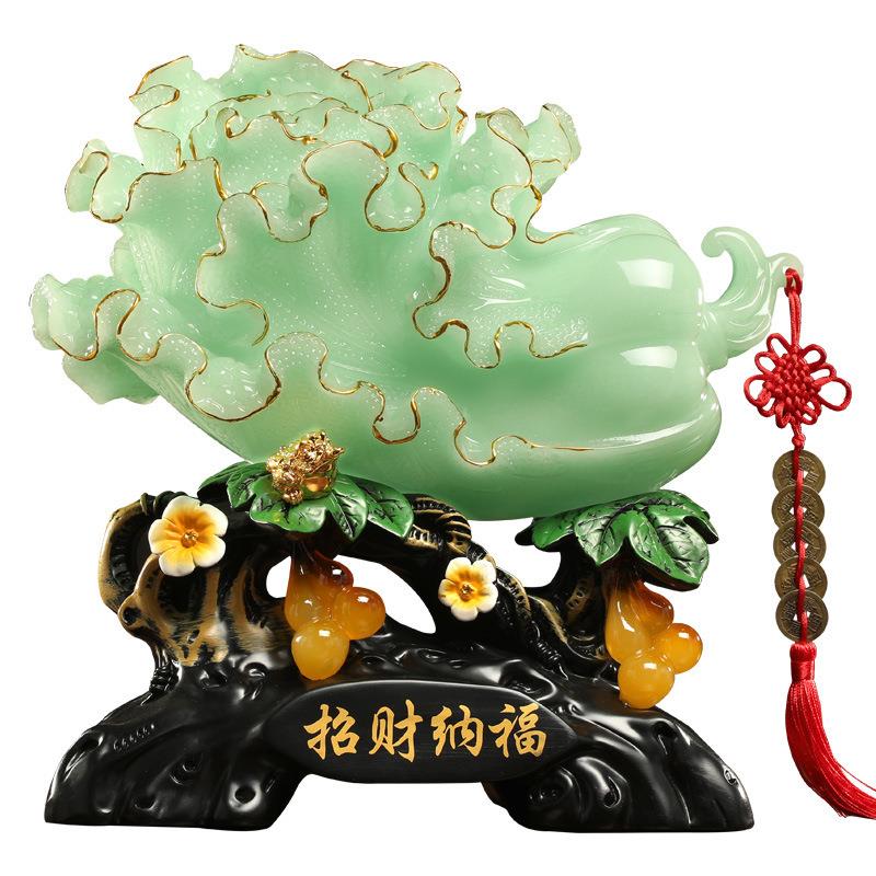 包邮招财纳福葫芦仿玉白菜摆件客厅玄关收银台装饰品店铺开业礼品