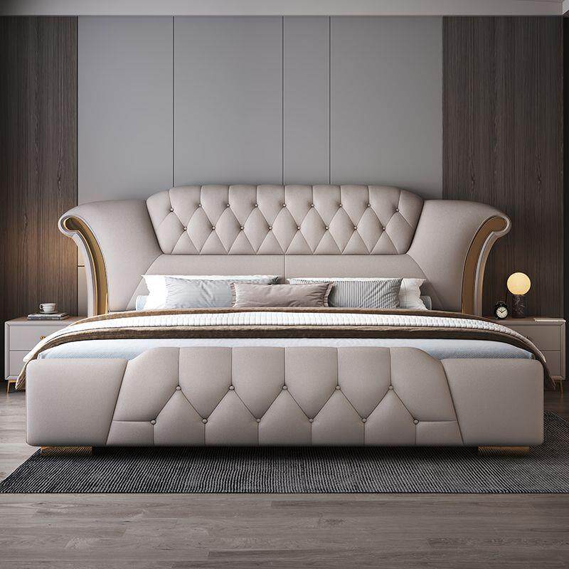 轻奢意式高端真皮现代新款简约1.8米双人主卧婚床1.5米大床储物